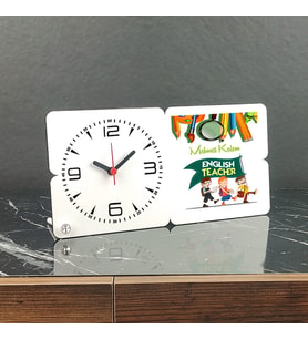 English Teacher Ahşap Masa Saati 009