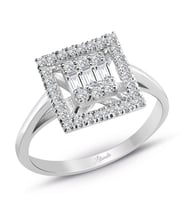 0.35 Ct .Baget Pırlanta Kare Tektaş Yüzük Modern Tasarım