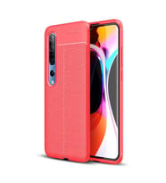 Xiaomi Mi 10 Kılıf Zore Niss Deri Desenli Silikon Kılıf (Kırmızı)
