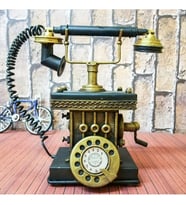 Hediyezin El Yapımı Nostaljik Dekoratif Metal Eski Telefon Kumbara