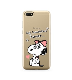 Snoopy Tasarımlı Süper Şeffaf Silikon Telefon Kılıfı Huawei Honor 7s - y5 2018 
