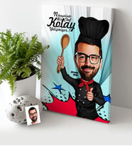 BK Gift Kişiye Özel Bay Chef Karikatür Kanvas Tablo 30x50cm 3