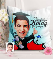 BK Gift Kişiye Özel Bay Mezun Karikatürlü  Yastık  1