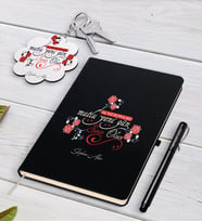 BK Gift Kişiye Özel 365 Mutlu Yeni Gün Siyah Defter Kalem ve Anahtarlık Hediye Seti-2 (Model 1)
