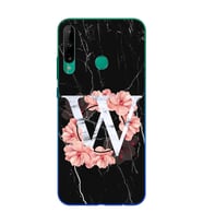 Mermer Çiçekli Harf Tasarım Süper Şeffaf Silikon Telefon Kılıfı Huawei P40 Lite 
