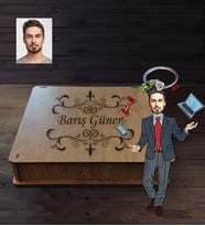 Kişiye Özel Patron Karikatürlü Ahşap Anahtarlık Kutulu Bay-1