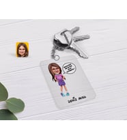 BK Gift Kişiye Özel Kız Çocuk Kolay Yetişmiyor Karikatürlü Şeffaf Pleksi Anahtarlık-5 (Beyaz)