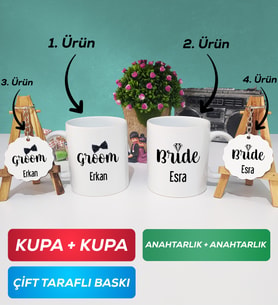 İkili Damat Kupa Bardak Anahtarlık