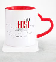BK Gift Kişiye Özel Mesleki Host Kırmızı Kalpli Kupa Bardak
