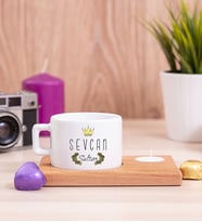 Evimizin SultanI Ahşap Altlıklı Mumlu Fincan