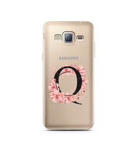 Pembe Çiçekli Harf Tasarım Süper Şeffaf Silikon Telefon Kılıfı Samsung J3 (2016)