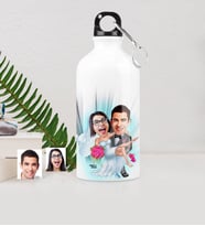 BK Gift Kişiye Özel Gelin Damat Karikatürlü Metal Suluk 500 Ml 9