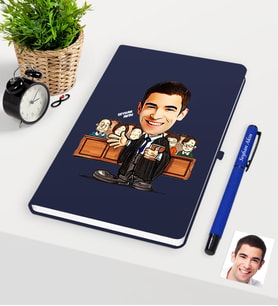 BK Gift Kişiye Özel Bay Avukat Karikatürlü Lacivert Defter Kalem Seti - 2