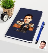 BK Gift Kişiye Özel Bay Avukat Karikatürlü Lacivert Defter Kalem Seti - 2