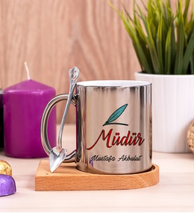 Müdür Ahşap Altlıklı Silver Kupa Bardak
