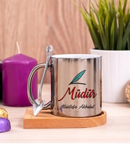 Müdür Ahşap Altlıklı Silver Kupa Bardak
