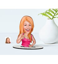 BK Gift Kişiye Özel Abla Karikatürlü Ahşap Biblo Model-1 (Beyaz)