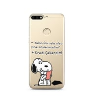 Snoopy Tasarımlı Süper Şeffaf Silikon Telefon Kılıfı Huawei Honor 7C- y7 2018 