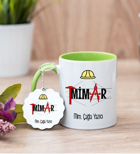 Mimar Yeşil Kupa Bardak Ve Anahtarlık Set