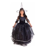 Cadı Çocuk Kostümü Tarlatanlı - Cadılar Bayramı Kostümü - Halloween Cadı Kostümleri Parti Eğlence (Siyah)