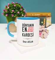 Erkek Kardeş Tasarımlı Kişiye Özel Erkek Kardeş Kupa Bardak Mavi