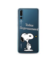 Snoopy Tasarımlı Süper Şeffaf Silikon Telefon Kılıfı Huawei P20 Pro 