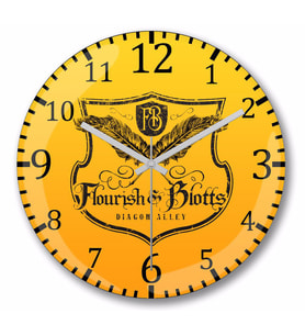 Harry Potter Flourish And Blotts Duvar Saati Bombeli Gercek Cam