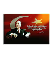 ''Güner Ofis'' Atatürk Tablosu Deri Üzerine Kanvas Tablo 80x130