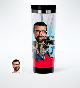 BK Gift Kişiye Özel Bay Fotoğraf Sanatçısı Karikatürlü Çelik Termos Bardak  1