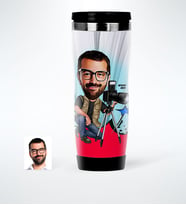 BK Gift Kişiye Özel Bay Fotoğraf Sanatçısı Karikatürlü Çelik Termos Bardak  1