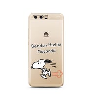 Snoopy Tasarımlı Süper Şeffaf Silikon Telefon Kılıfı Huawei P10 