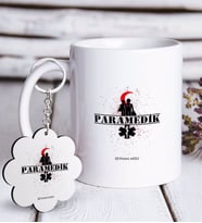 BK Gift Kişiye Özel Mesleki Paramedik Beyaz Kupa ve Anahtarlık Hediye Seti-2 (Model 1)