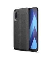 Galaxy A50 Kılıf Zore Niss Deri Desenli Silikon Kılıf (Siyah)