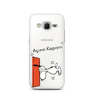 Snoopy Tasarımlı Süper Şeffaf Silikon Telefon Kılıfı Samsung Core Prime