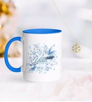 BK Gift Kişiye Özel Yılbaşı Mutlu Yıllar Mavi Kupa ve Kar Tanesi Kolye-12 (Model 1)