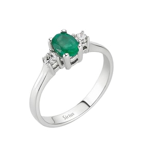 Sirius Oval Zümrüt ve Pırlanta Taşlı Yüzük 0704R0052