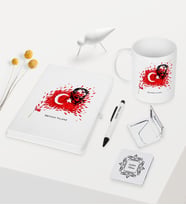 BK Gift Kişiye Özel Atatürk Temalı Beyaz Defter Kalem Kupa Ayna Seti - 3