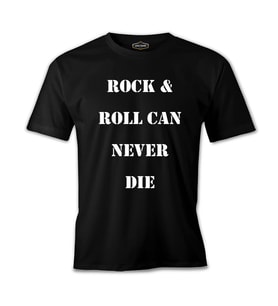 Rock & Roll Can Never Die Siyah Erkek Tshirt