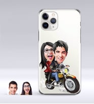 BK Gift Kişiye Özel Sevgililer Karikatürlü iPhone 11 Pro İnce Şeffaf Silikon Telefon Kapağı-17 (Beyaz)
