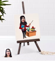 BK Gift Kişiye Özel Bayan Öğretmen Karikatürlü Şovaleli Doğal Taş-7 (Beyaz)