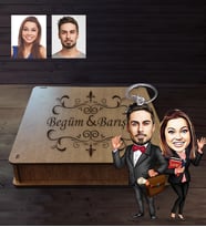 Kişiye Özel Avukat Arkadaş Karikatürlü Ahşap Anahtarlık Kutulu Model-1