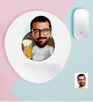 BK Gift Kişiye Özel Bay Karikatürlü Bilek Destekli Mouse Pad-5 (Beyaz)