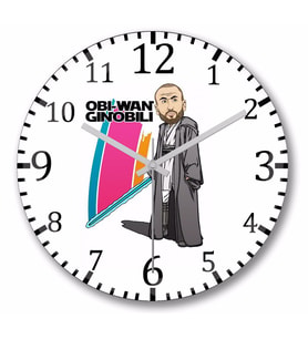 Obi Wan Ginobili Duvar Saati Bombeli Gercek Cam