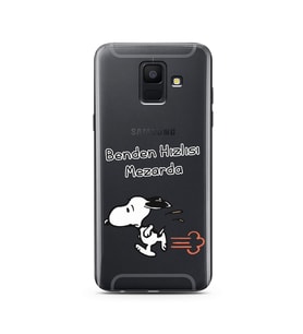 Snoopy Tasarımlı Süper Şeffaf Silikon Telefon Kılıfı Samsung A6 (2018)