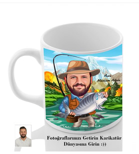 Kişiye Özel İsimli Balıkçı Karikatür Beyaz Kupa