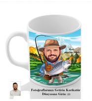 Kişiye Özel İsimli Balıkçı Karikatür Beyaz Kupa