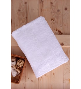 Bambu Güpürlü  76X137 Banyo Havlusu (Beyaz)