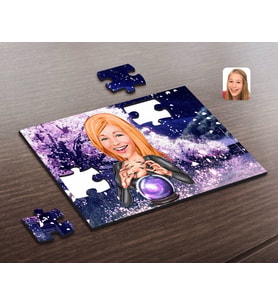 BK Gift Kişiye Özel Kadın Astrolog Karikatürlü Ahşap Puzzle-1