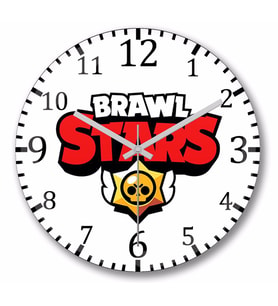Brawl  Stars  Logo    Duvar Saati Bombeli Gercek Cam