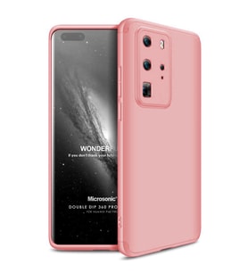 Microsonic Huawei P40 Pro Kılıf Double Dip 360 Protective Rose Gold